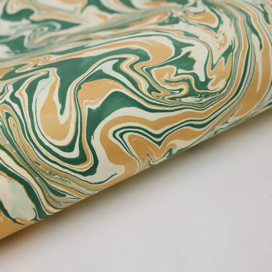 Hand Marbled Wrapping Paper Sheets - Conifer