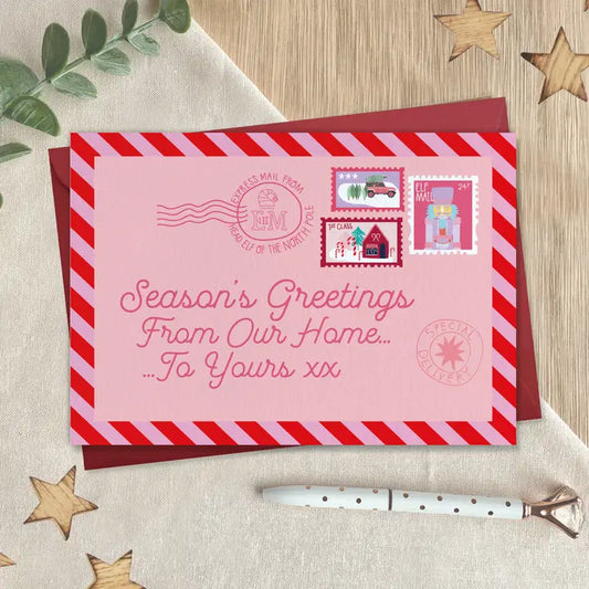 Season's Greetings - Christmas Postcard Greeting Card