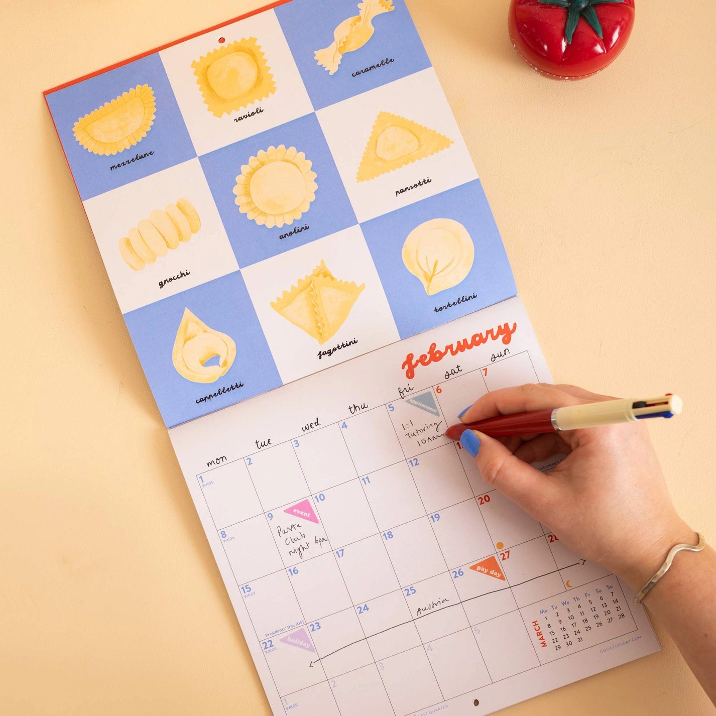 2027 Love of Pasta compact calendar