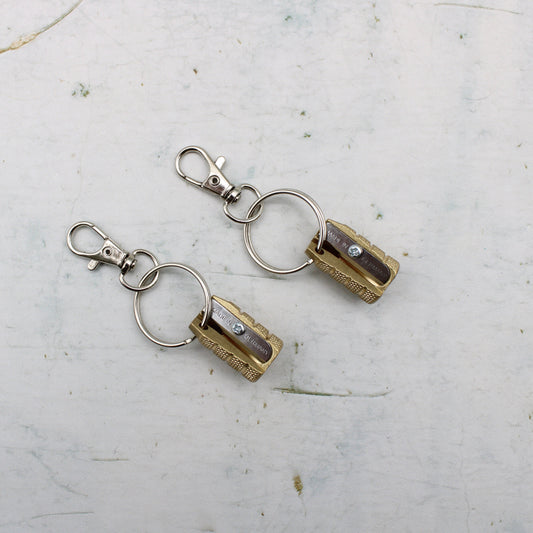 M&R Solid Brass Granate Pencil Sharpener Keyring