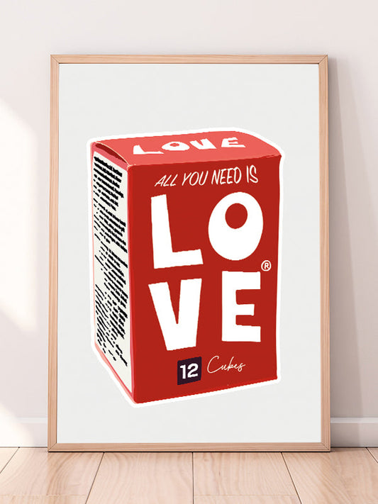 All you need is love art print from Pencil Me In stationery shop.