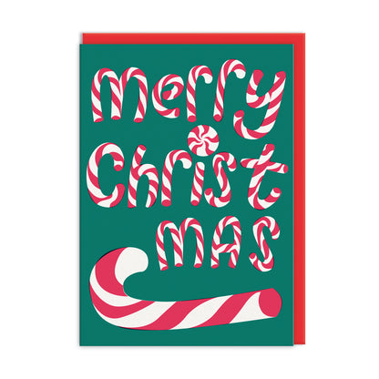 Merry Christmas Candy Cane Card Pack of 9