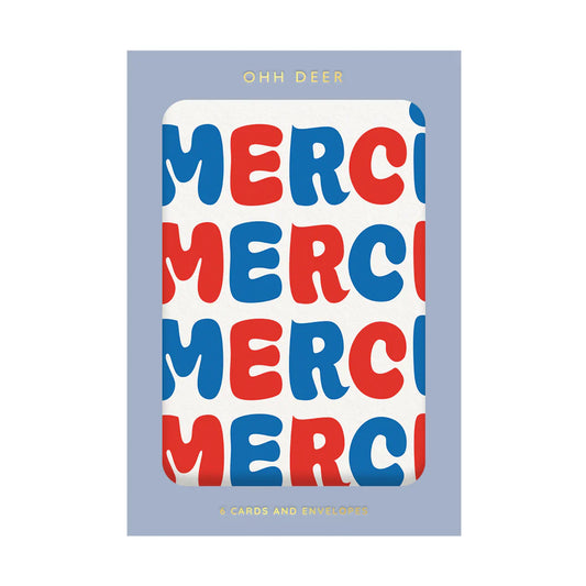 Thank You Merci Merci Greeting Cards (Pack of 6)