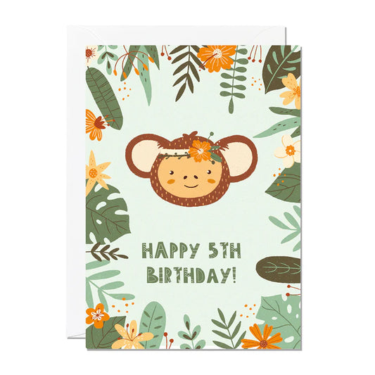 5th Birthday Monkey card