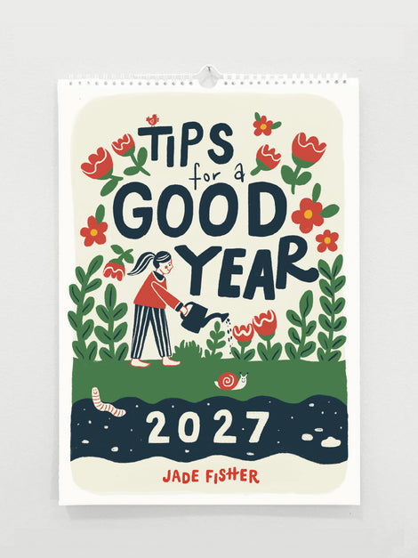 A hanging wall calendar with the title 'Tips for a Good Year 2027' . Available from the Pencil Me In stationery shop.