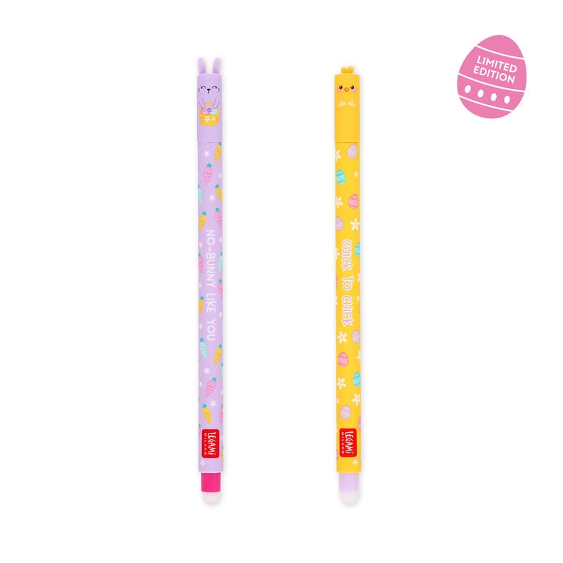 A set of two Easter erasable pens - Bunny & Chick from the Pencil Me In stationery shop. 