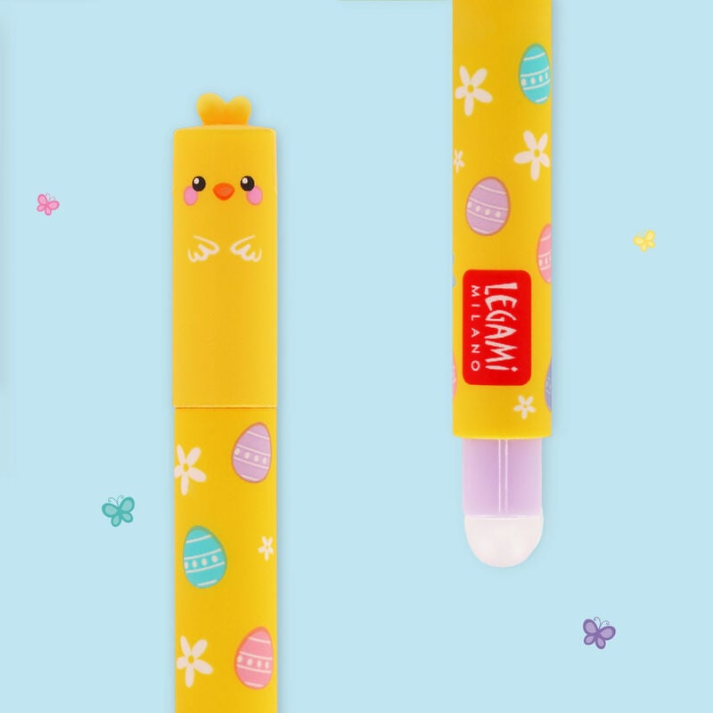 A chick Easter erasable pen from the Pencil Me In stationery shop. 