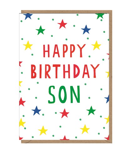 Neon Happy Birthday Son Card
