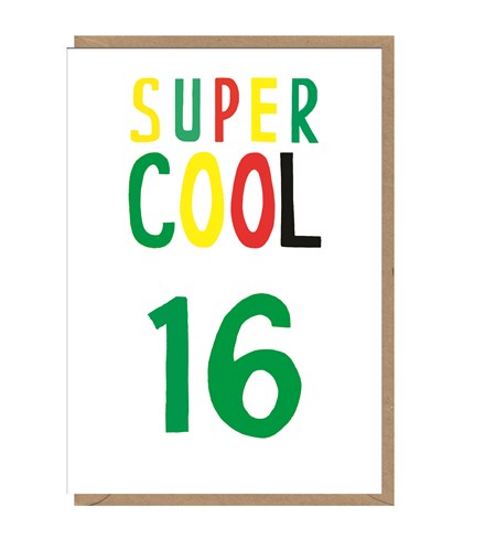 Neon Super Cool 16 Birthday Card