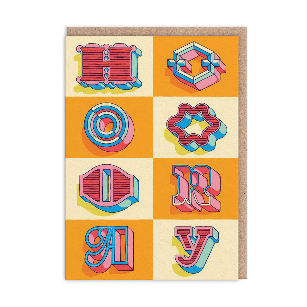 Hooray Typographic Greeting Card