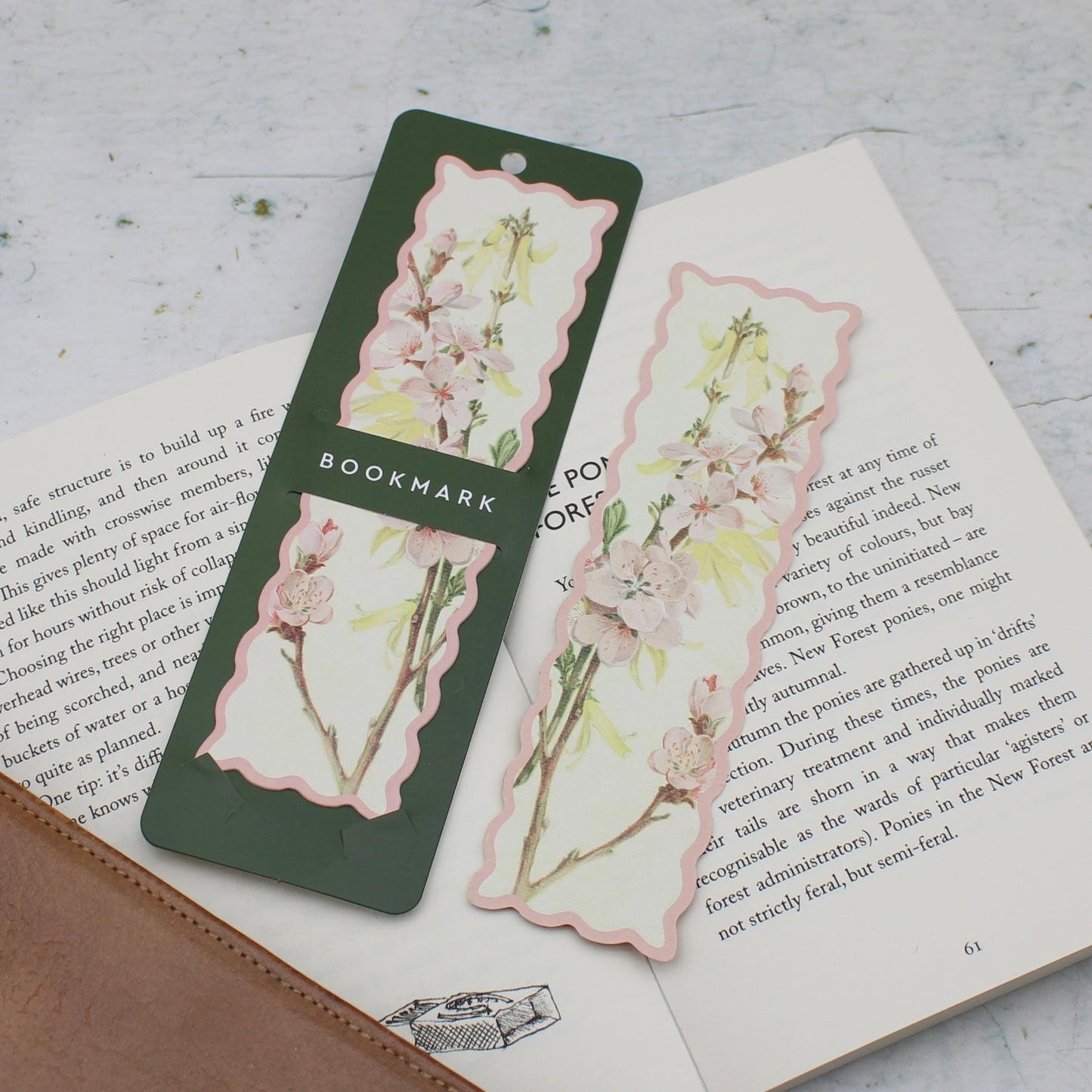 Scalloped Pink Blossom Double Sided Bookmark