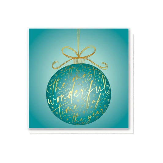 Most Wonderful Time of the Year Teal Bauble card