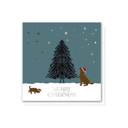 Christmas tree with dogs card