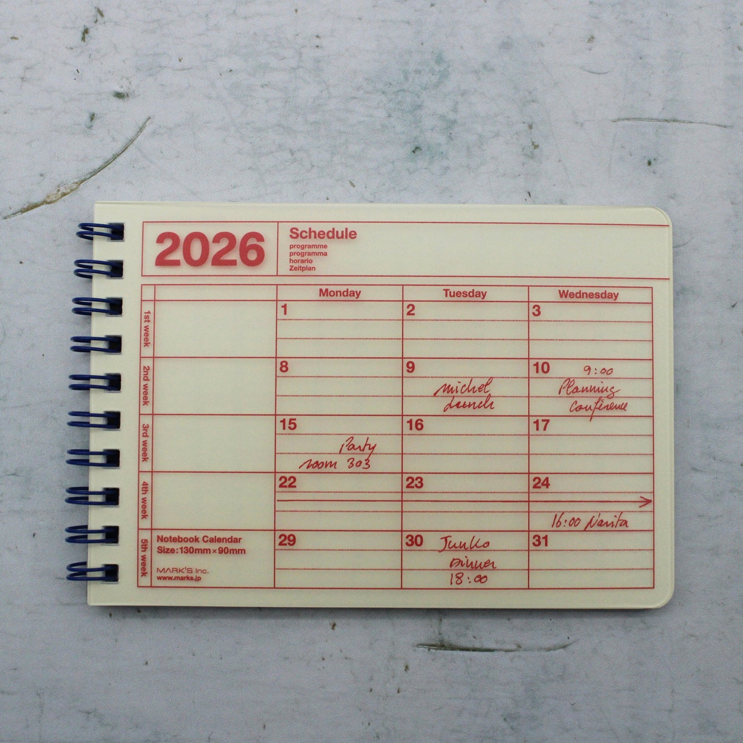 A small spiral-bound calendar for 2026 from the Pencil Me In stationery shop. 