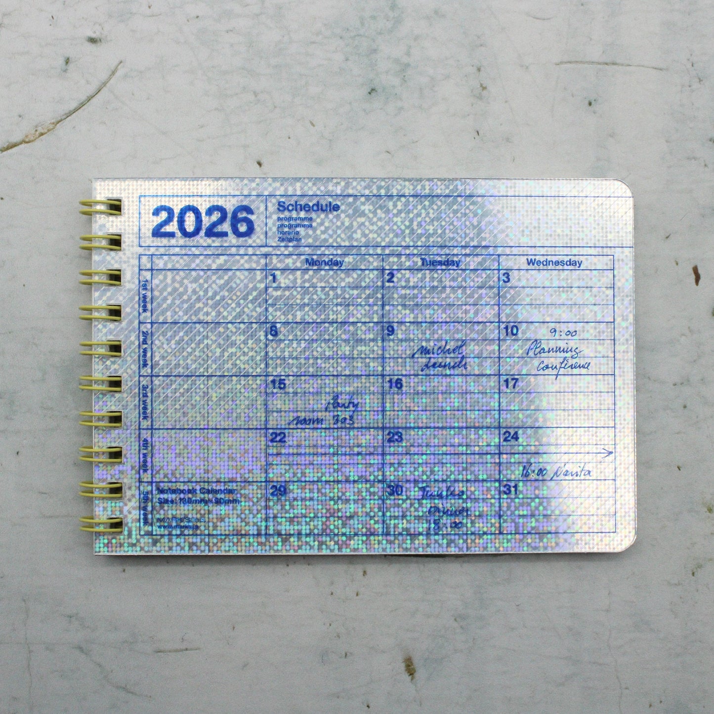 A small spiral-bound calendar for 2026 from the Pencil Me In stationery shop. 