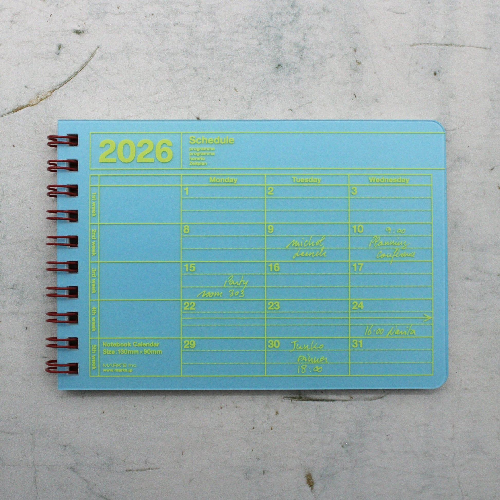 A small spiral-bound calendar for 2026 from the Pencil Me In stationery shop. 