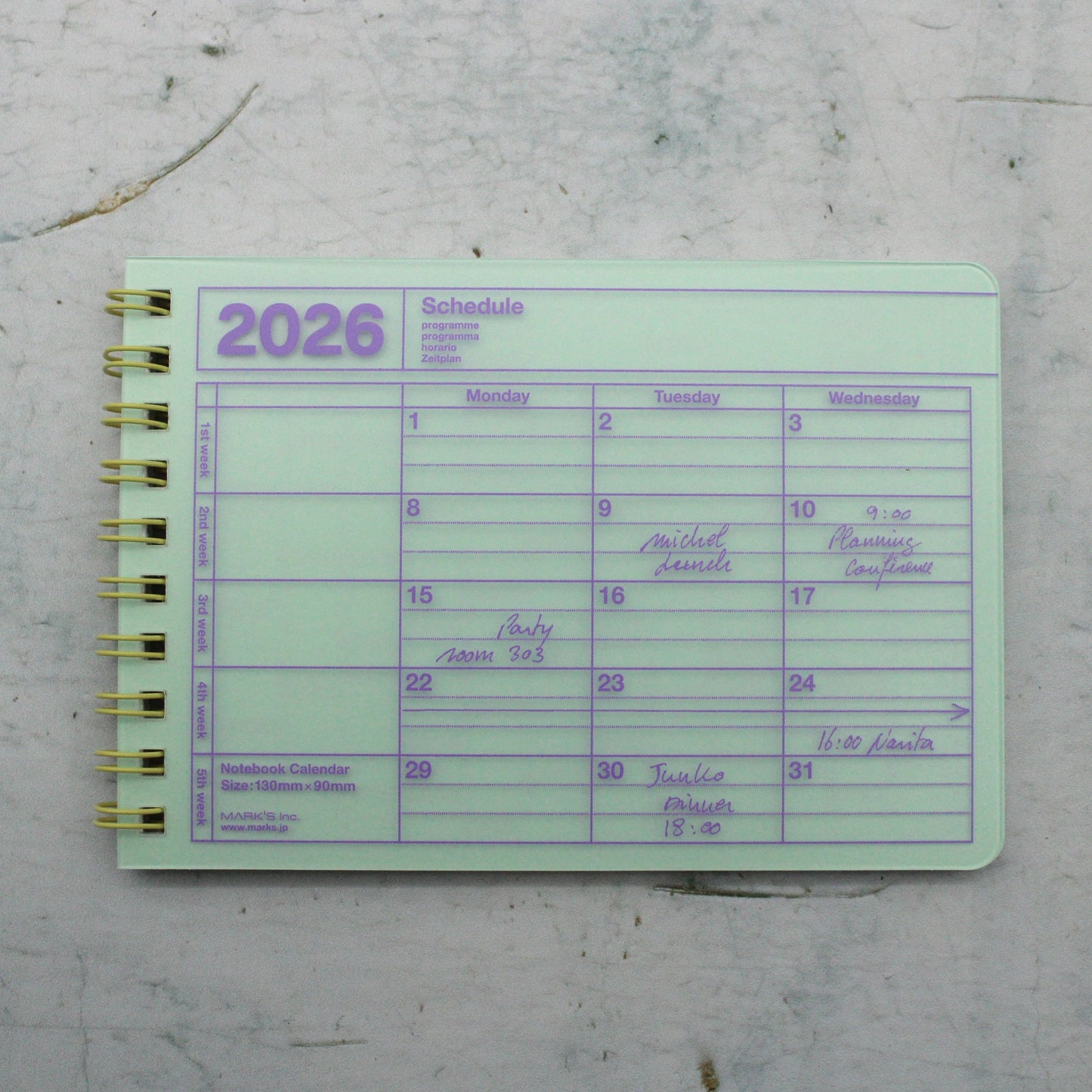 A small spiral-bound calendar for 2026 from the Pencil Me In stationery shop. 