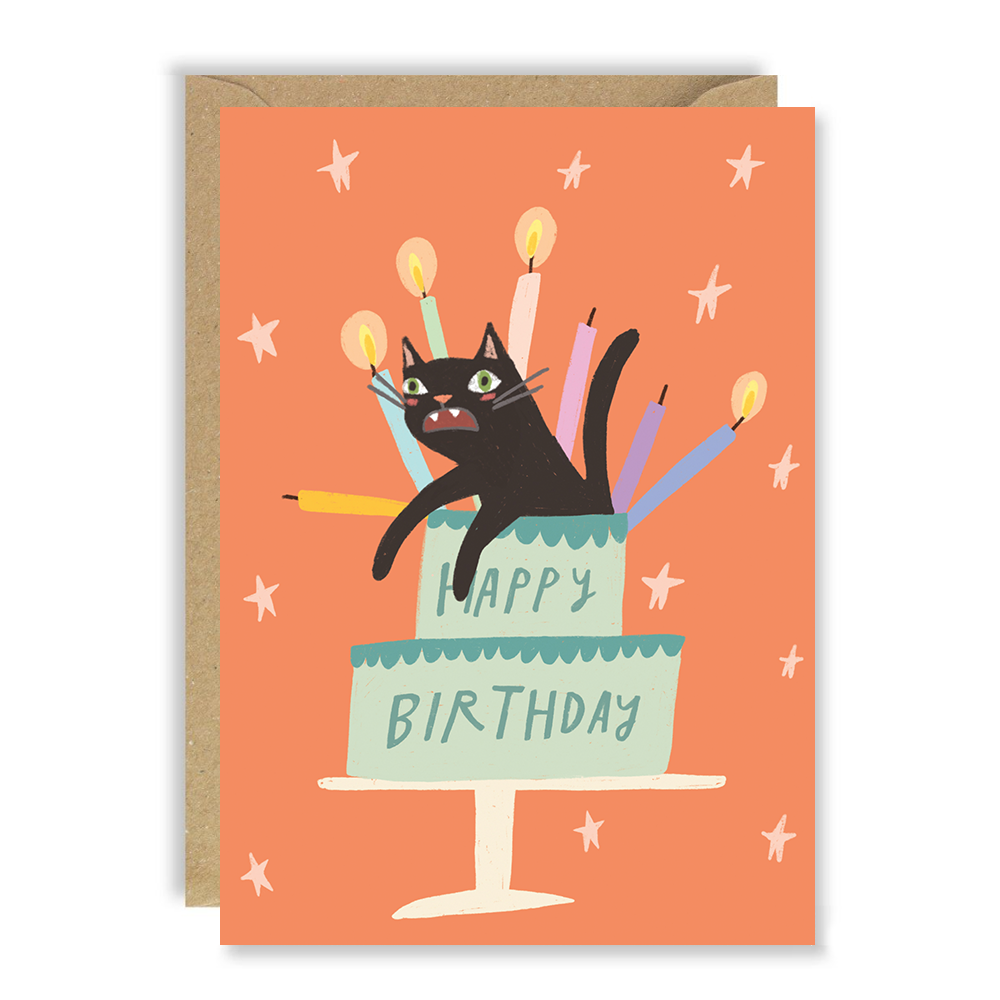 Crazy Cat Birthday Cake card