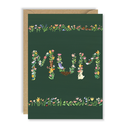 Green Floral Mum card