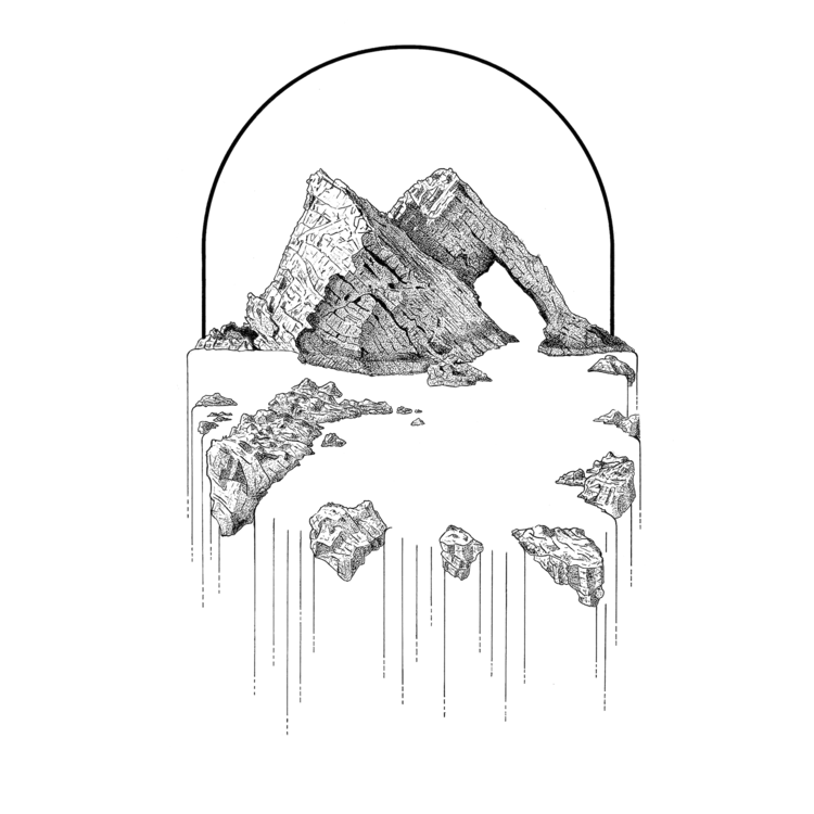 An A4 risograph print of the Bow Fiddle Rock from the Pencil Me In stationery shop.