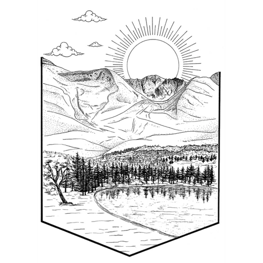 An A4 risograph print of  Cairngorm - Loch Morlich from the Pencil Me In stationery shop.