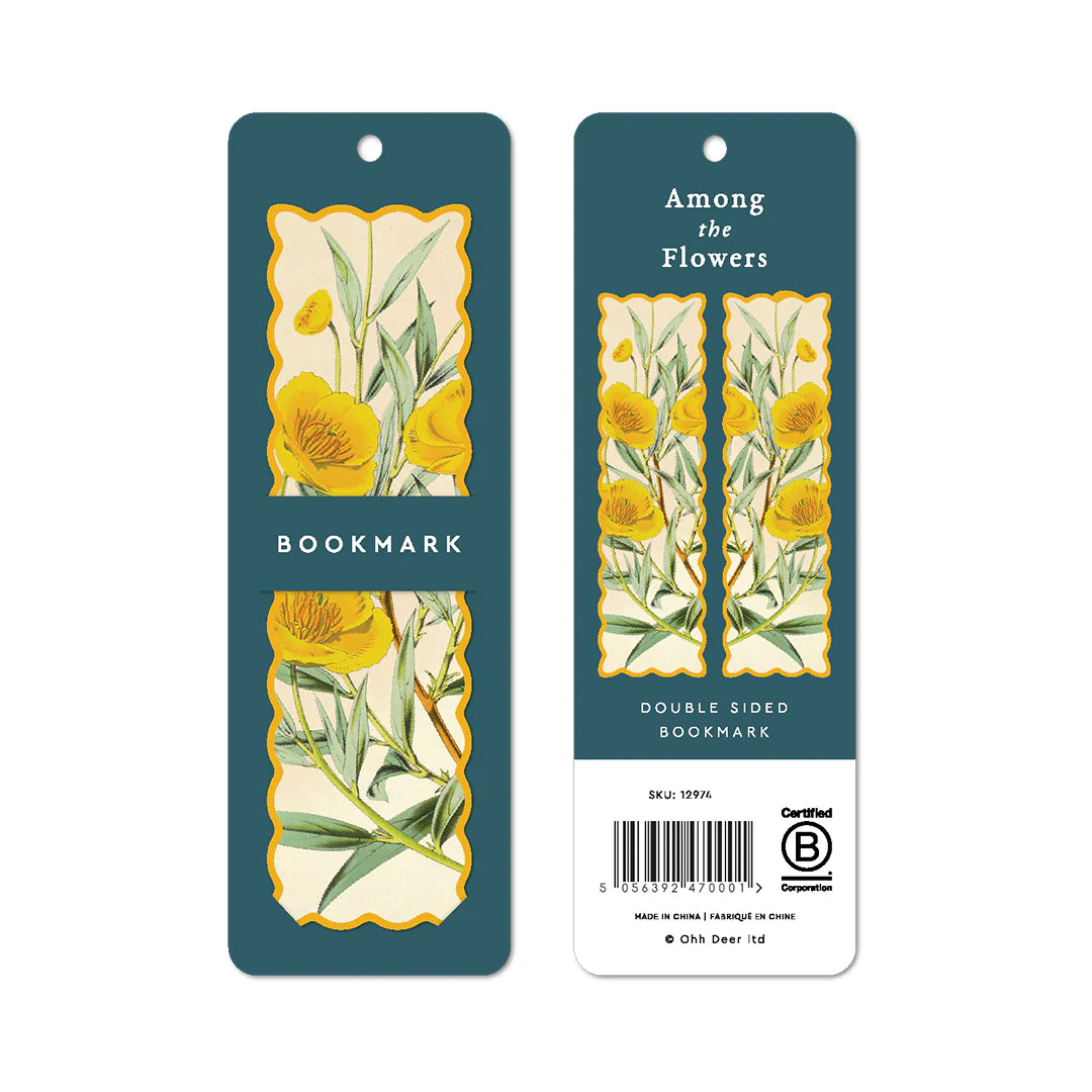 Scalloped Yellow Flower Double Sided Bookmark