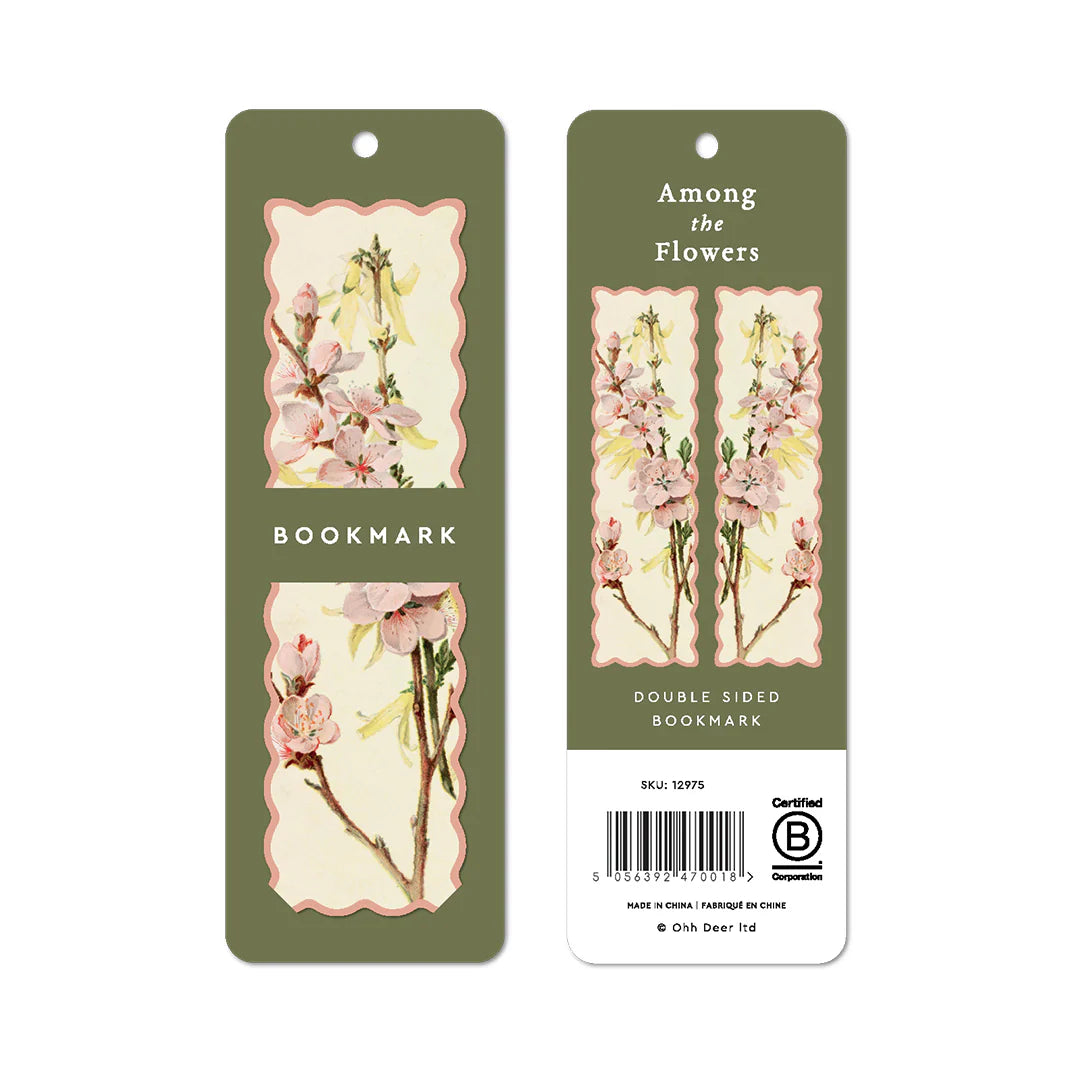 Scalloped Pink Blossom Double Sided Bookmark
