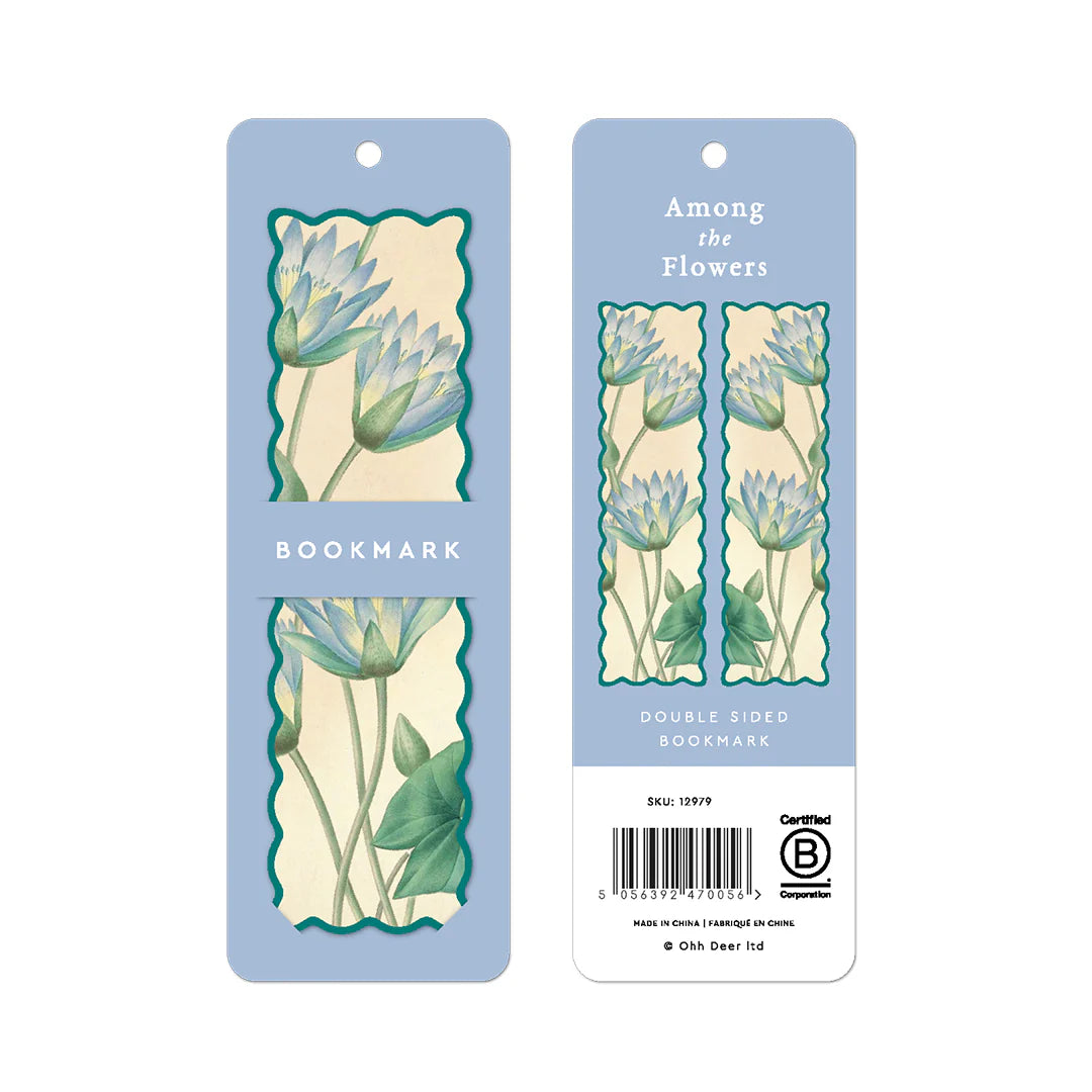 Scalloped Blue Nymphaea-Caerulea Double Sided Bookmark