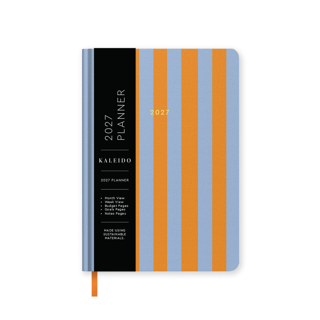 2027 Blue and Orange Stripe Hardback Diary A5