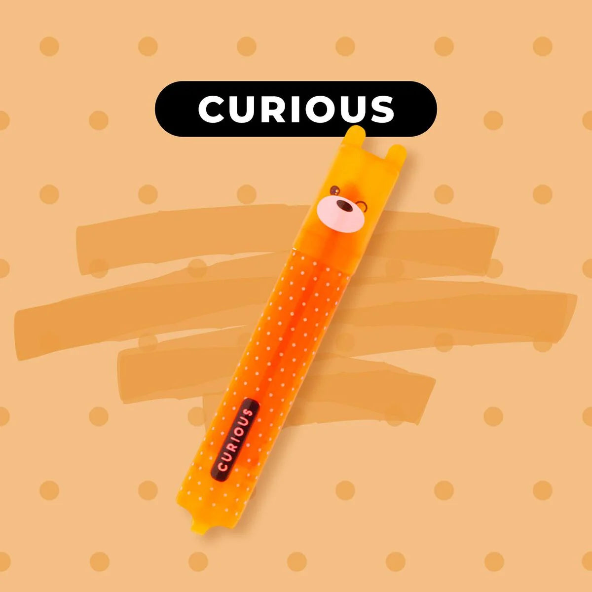 A mini neon orange highlighter from the Pencil Me In Stationery shop.