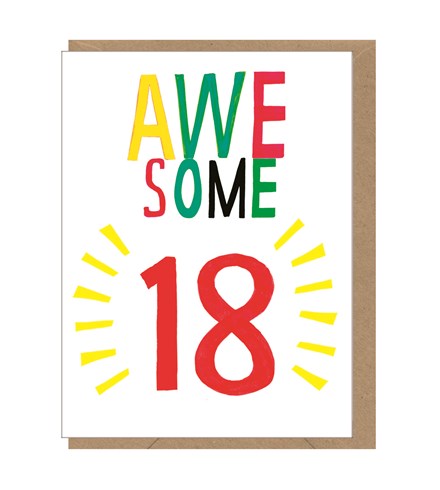 Neon Awesome 18 Birthday Card