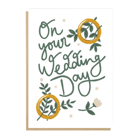Wedding day gold rings card