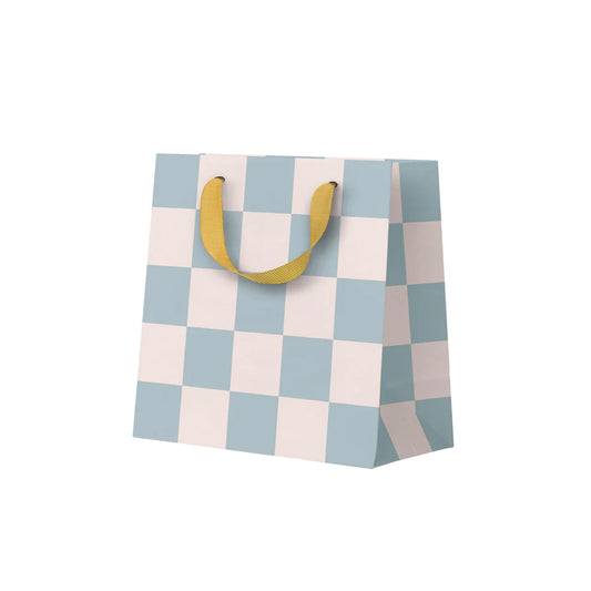 Pale Blue Checkerboard Small Gift Bag