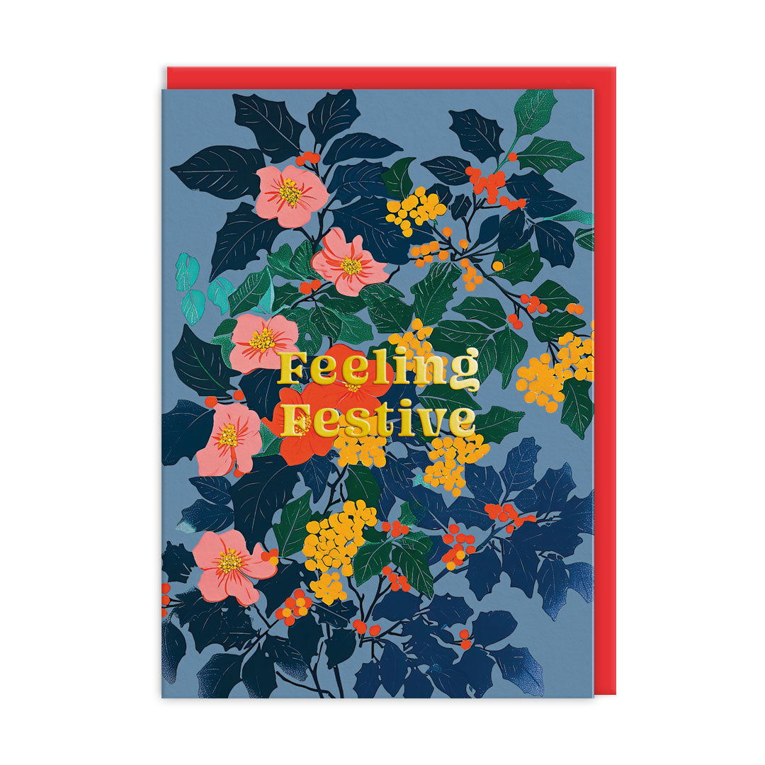 Festive Floral Card Pack of 9