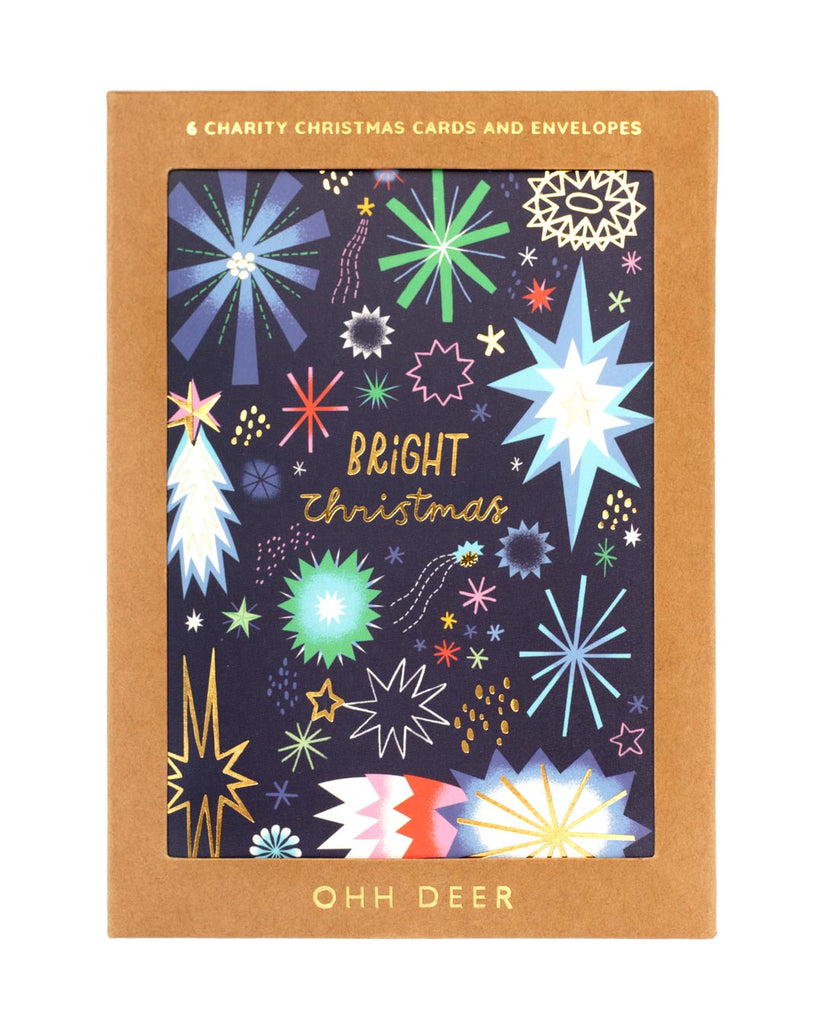 Festive Stars Christmas Card Set - Pack of 6