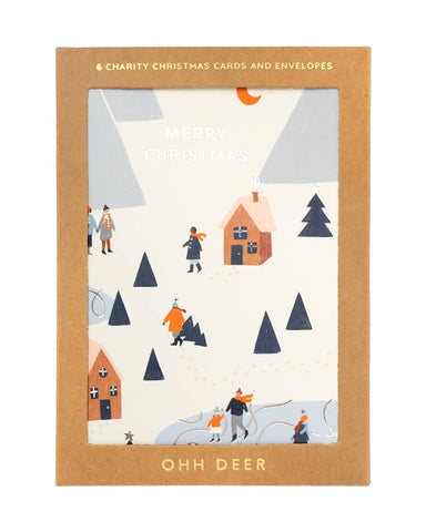 Ski Houses Christmas Card Set - Pack of 6