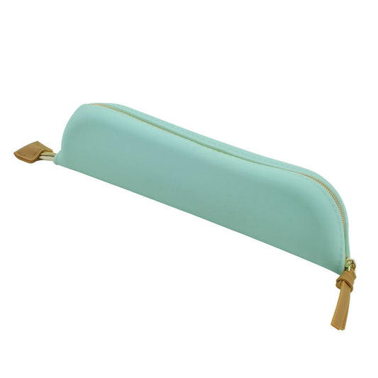 A soft silicone pencil case in aqua from the Pencil Me In stationery shop.