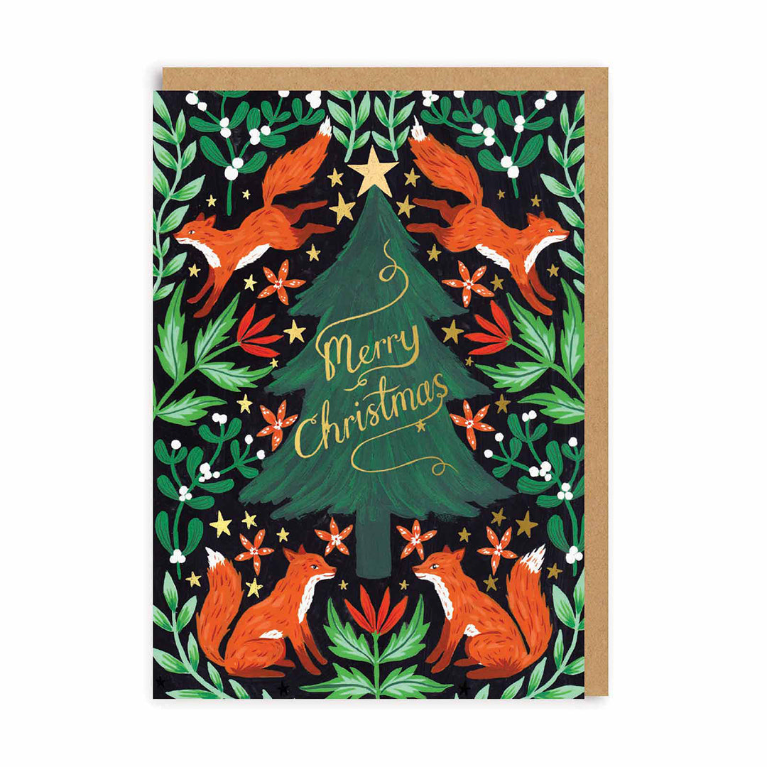 Fox Christmas Tree card