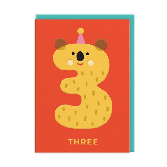 Age 3 Koala Birthday Card