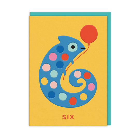 Age 6 Chameleon Birthday Card