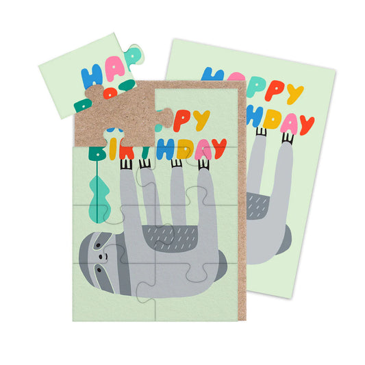 Birthday Sloth Jigsaw Greeting Card (A6)