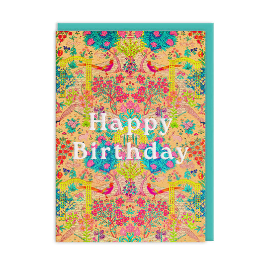 Neon Floral Ornate Garden Greeting Card