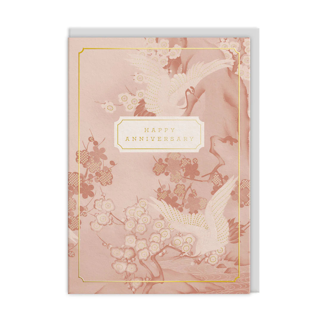 Cranes & Blossom Anniversary Card