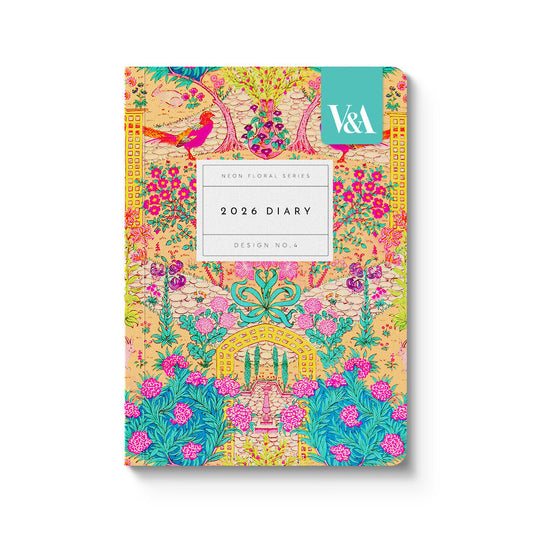 2026 Neon Floral Ornate Garden Paperback Diary -A6