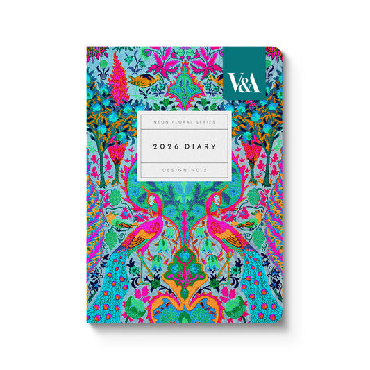 2026 Neon Floral Peacock Paperback Diary -A6