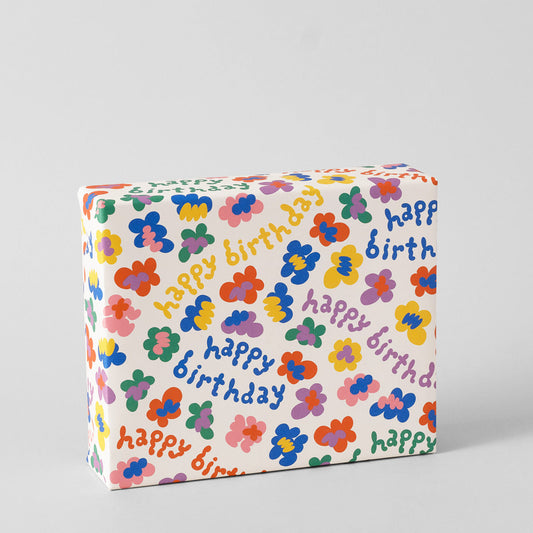 Happy Birthday Flower Burst Wrapping Paper