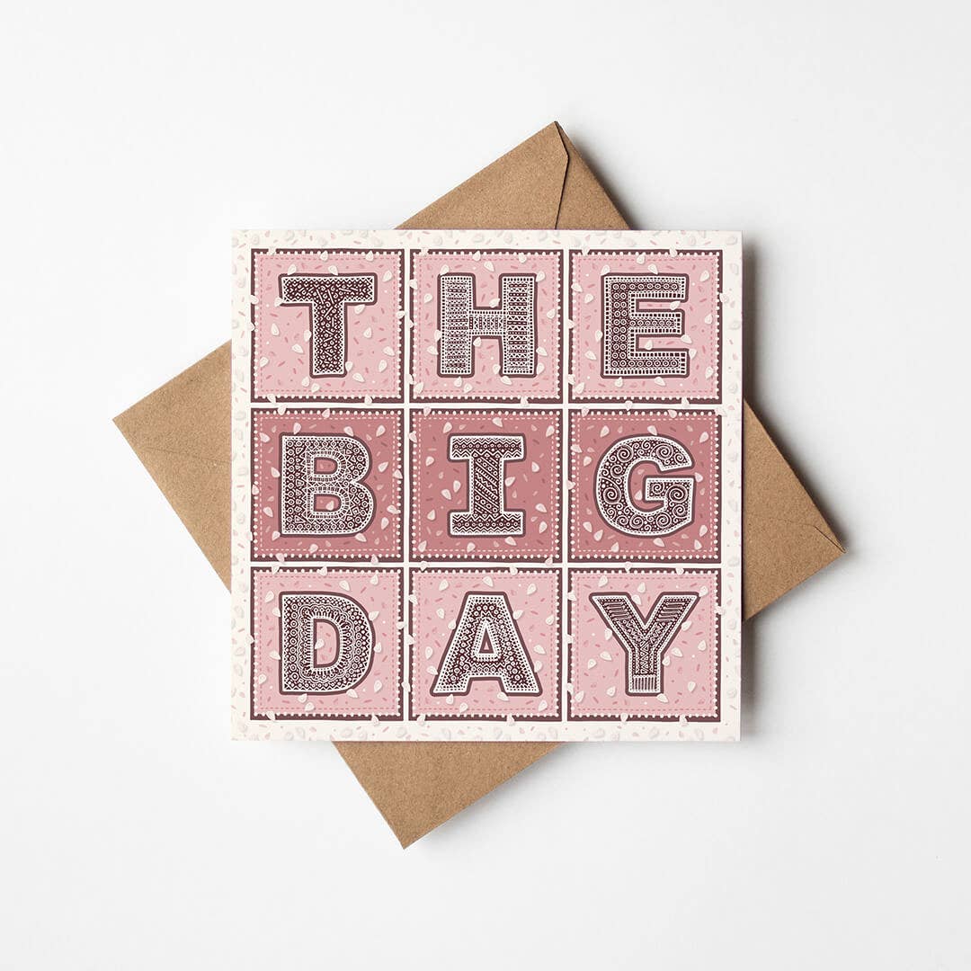 The Big Day Pink Typographic Wedding Card