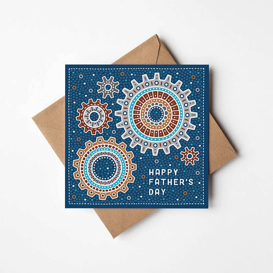 Blue Mechanical Illustrations Happy Father's Day Card