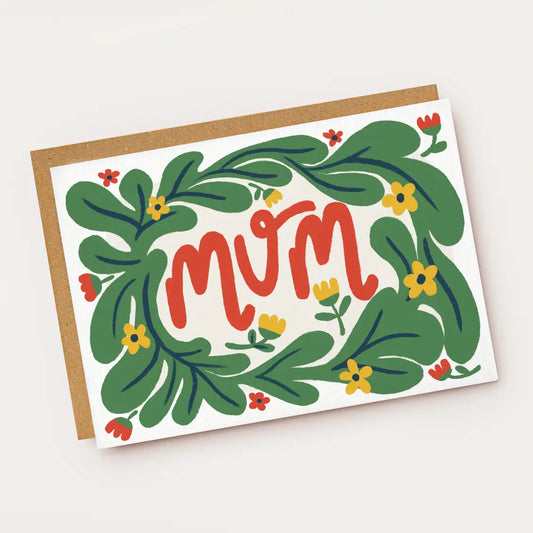 Floral Folk Border Mum Card