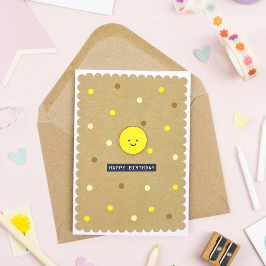 Birthday Wooden Smiley Embellished card